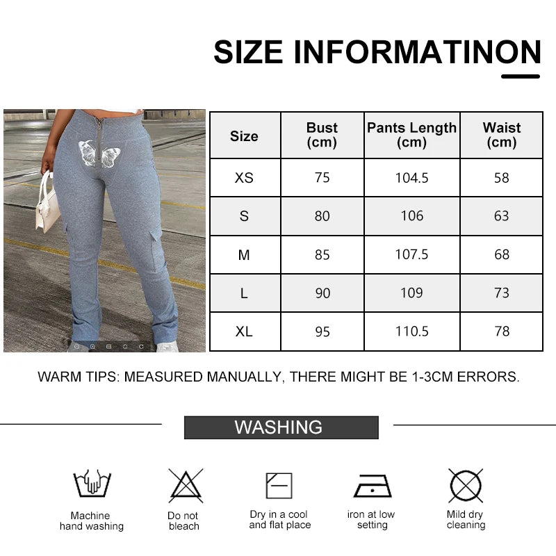 Butterfly Printed Zipper Pants