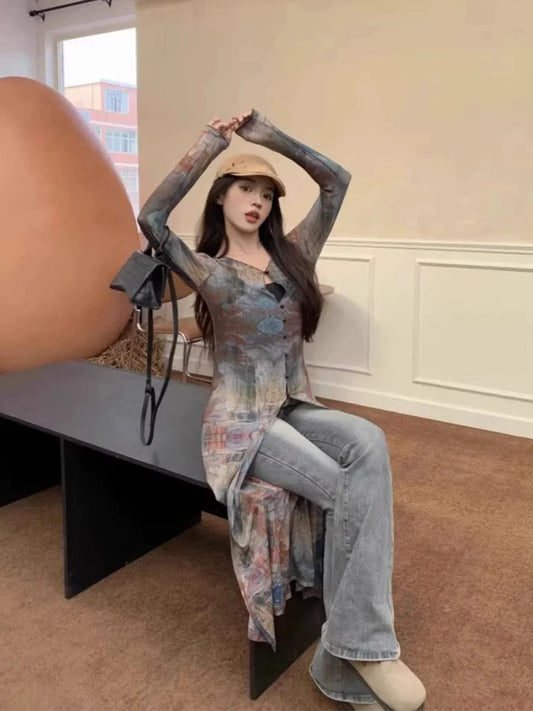 Retro Oil Painting Cardigan