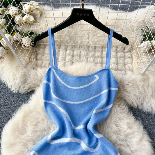 Wavy Lines Fashion Elastic Long Dress