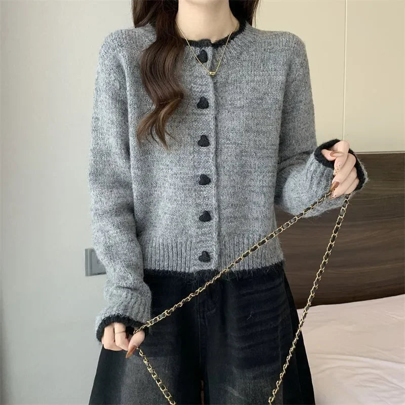 Heart Button Knit Cardigan