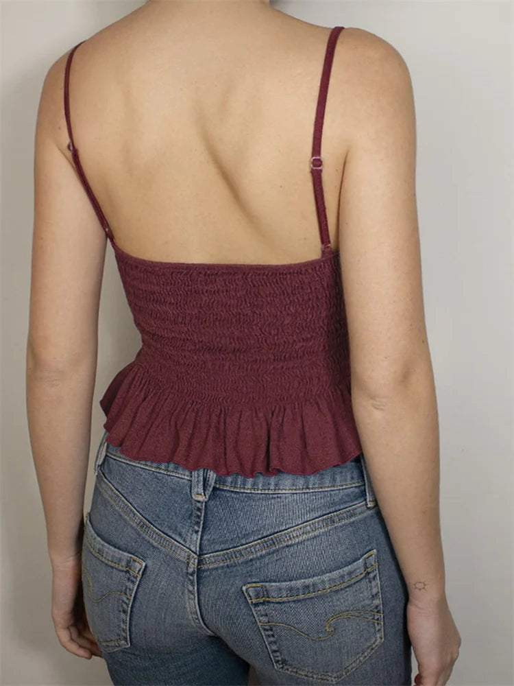 Ruffles Hem Casual Tank Top