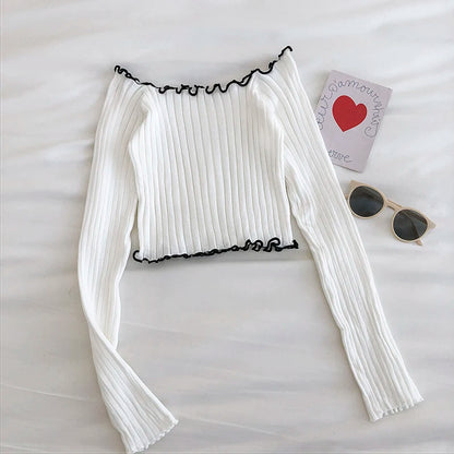 Anna Ruched Slash Collar Sweater Top