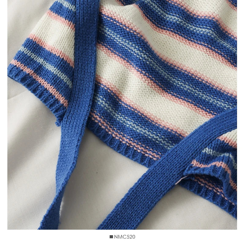 Stripes Bandage Round Neck CropTop