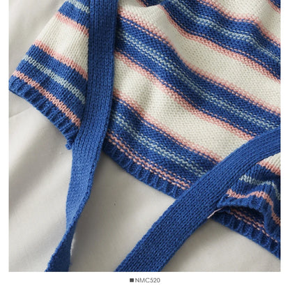 Stripes Bandage Round Neck CropTop