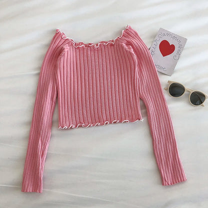 Anna Ruched Slash Collar Sweater Top