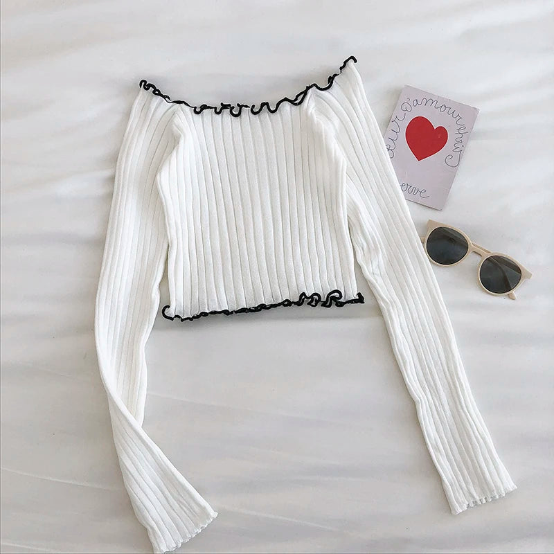 Anna Ruched Slash Collar Sweater Top