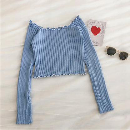 Anna Ruched Slash Collar Sweater Top