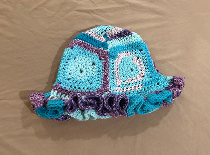 Blue Purple Granny Square Hat