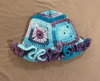 Blue Purple Granny Square Hat