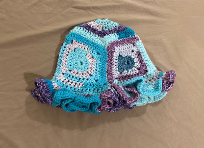 Blue Purple Granny Square Hat