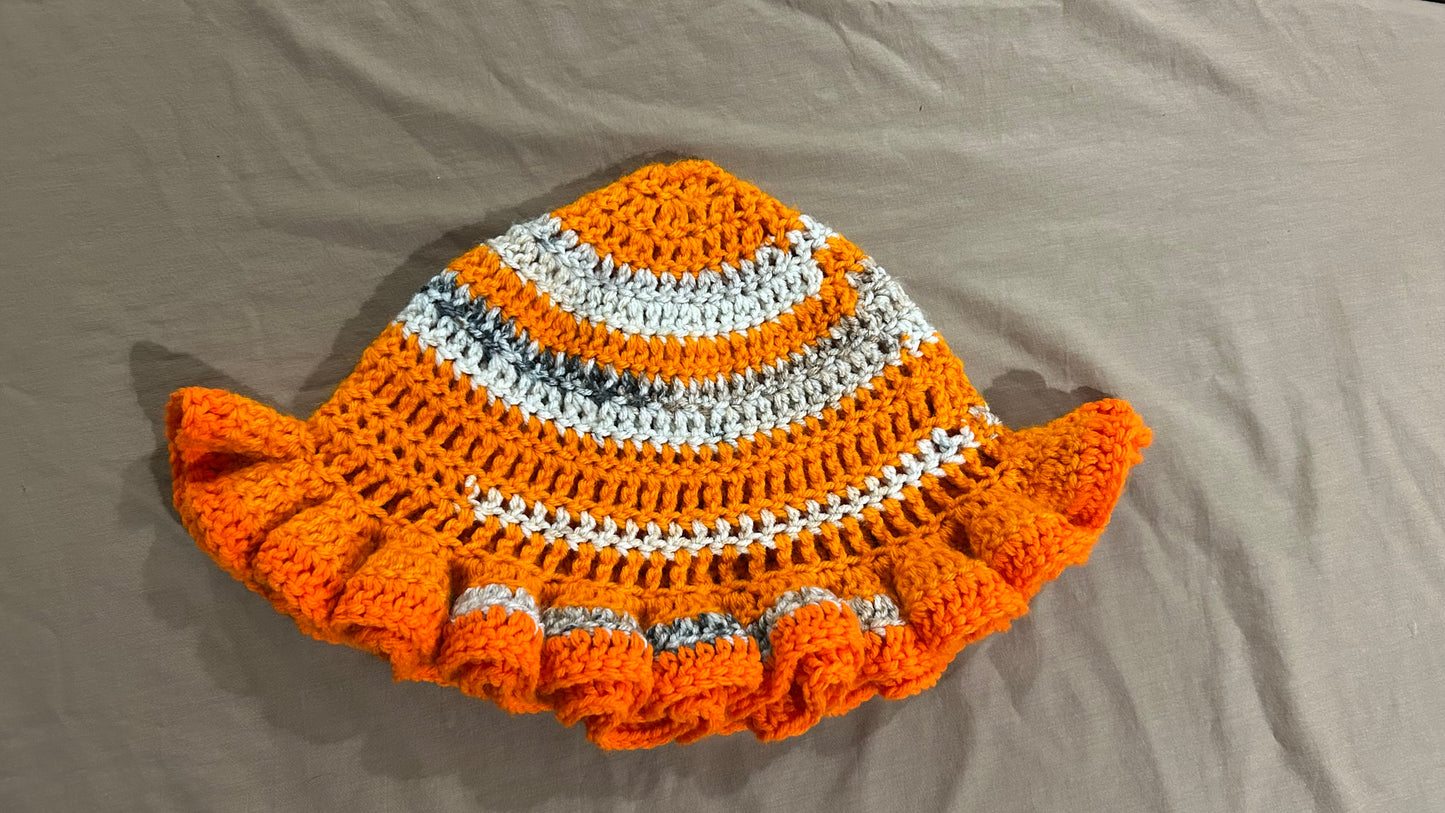 Striped Orange Ruffle Hat
