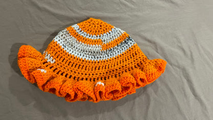 Striped Orange Ruffle Hat