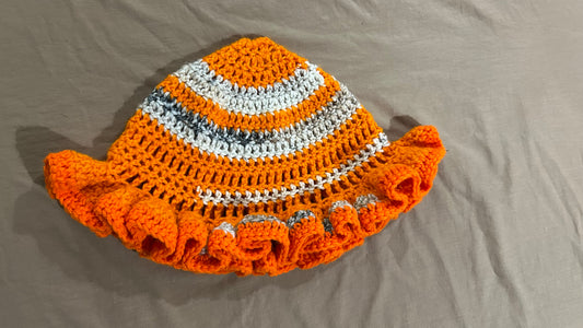 Striped Orange Ruffle Hat