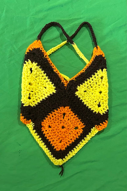 Brown Yellow Orange Granny Square Top