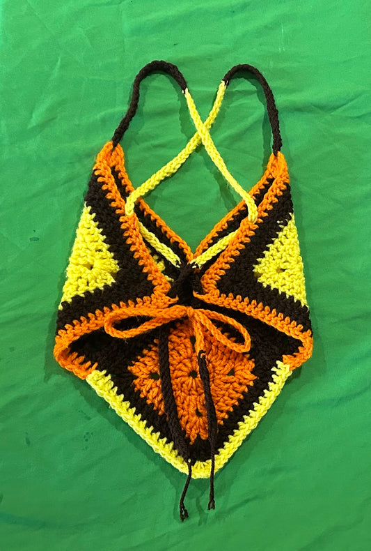 Brown Yellow Orange Granny Square Top