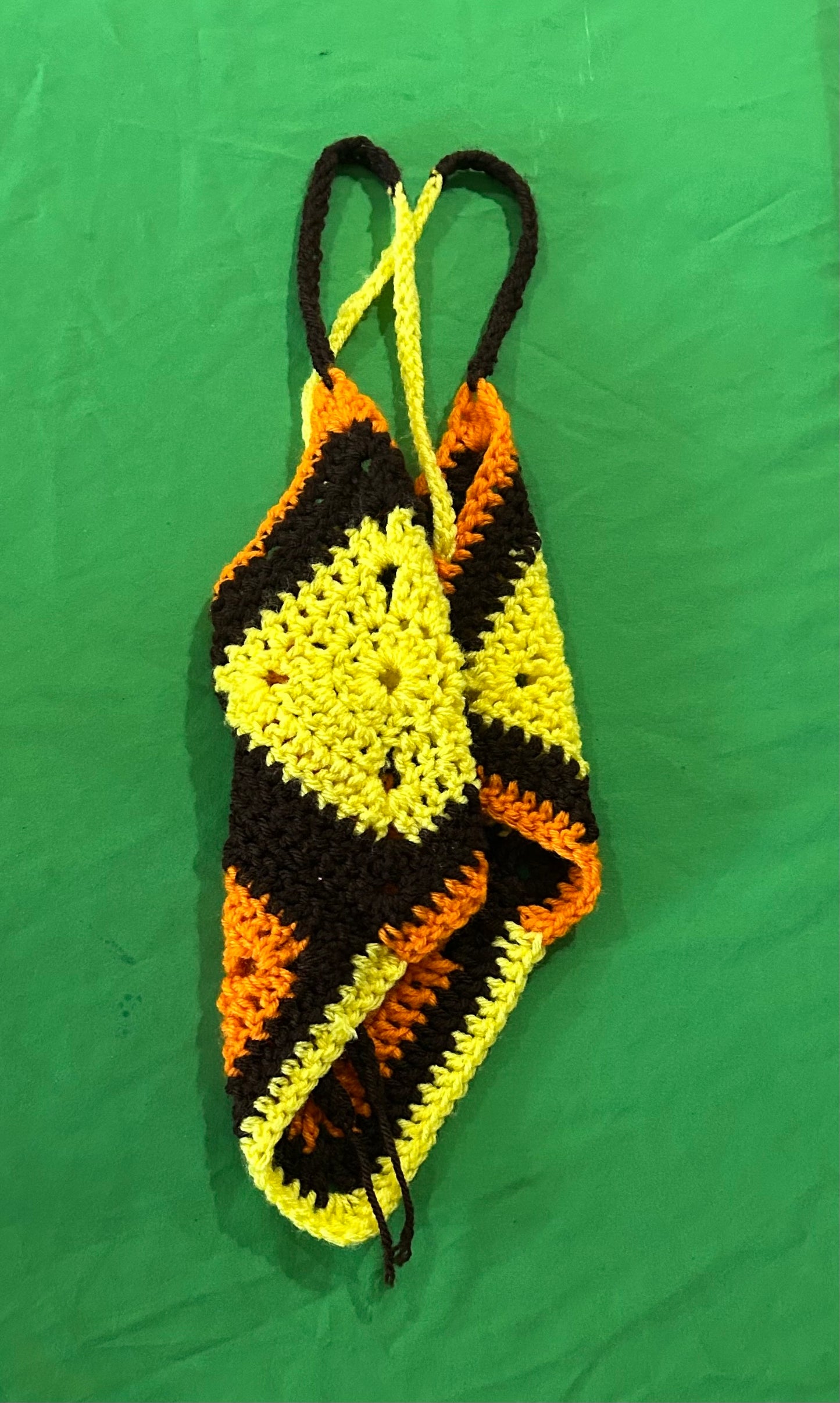 Brown Yellow Orange Granny Square Top