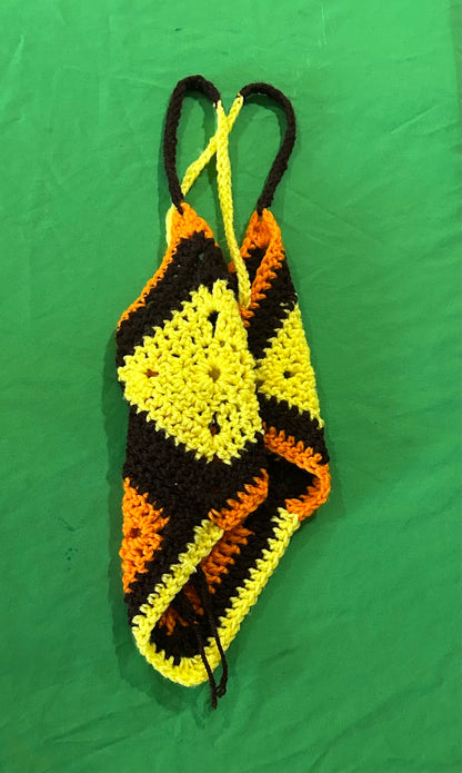 Brown Yellow Orange Granny Square Top