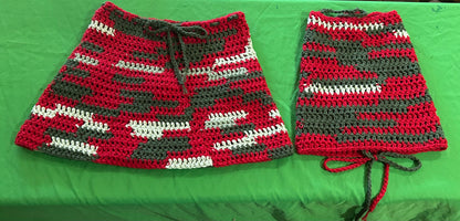 Red Green Three Hearts Skirt Set