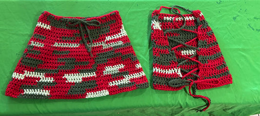 Red Green Three Hearts Skirt Set