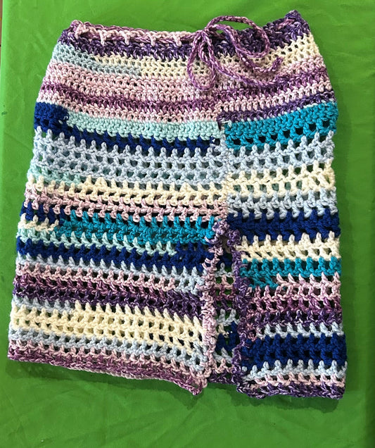 Blue Purple White Split Skirt