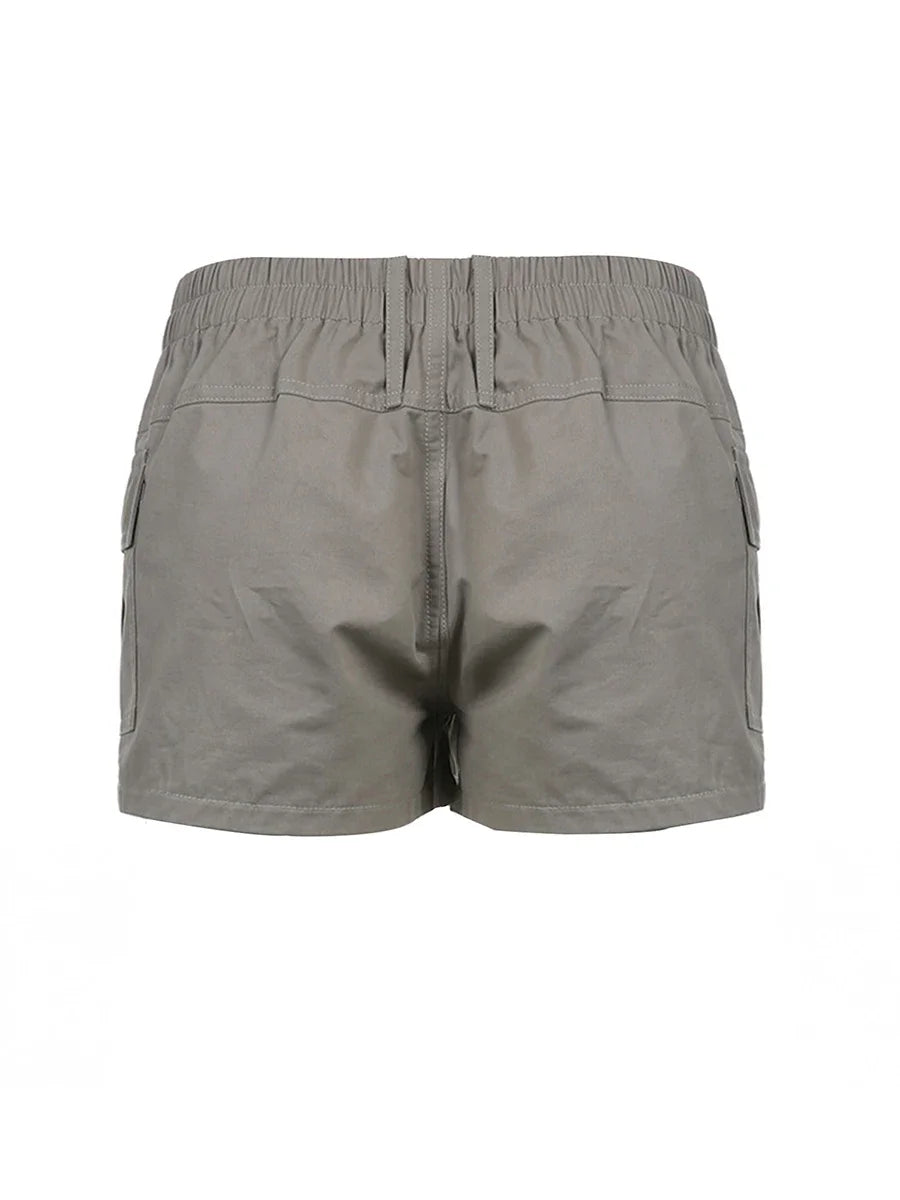 Fashion Cargo Solid Color Low Rise Shorts