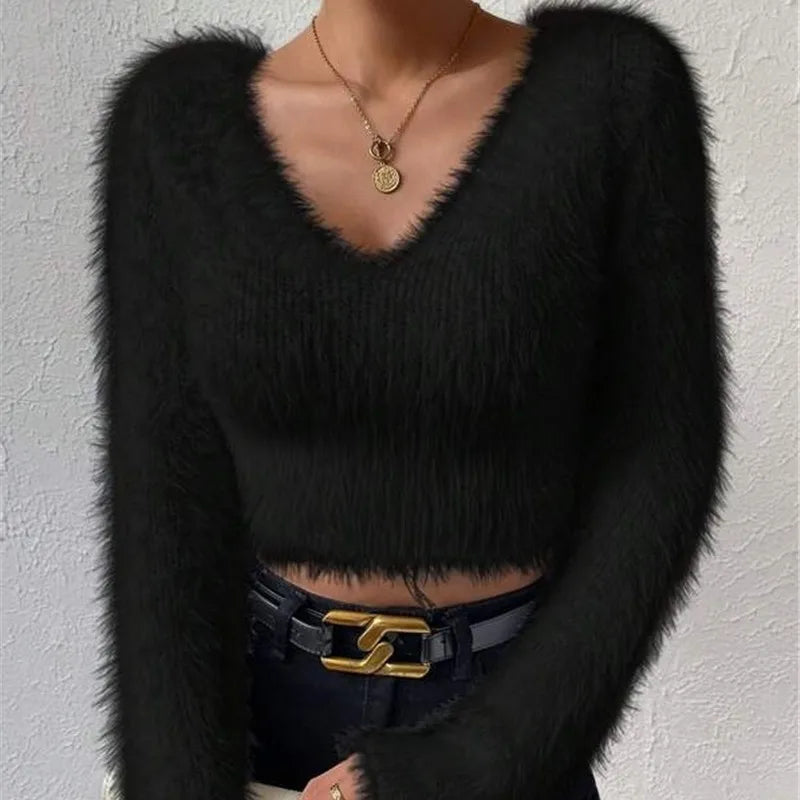 Fluffy Short Pullover  Sweater