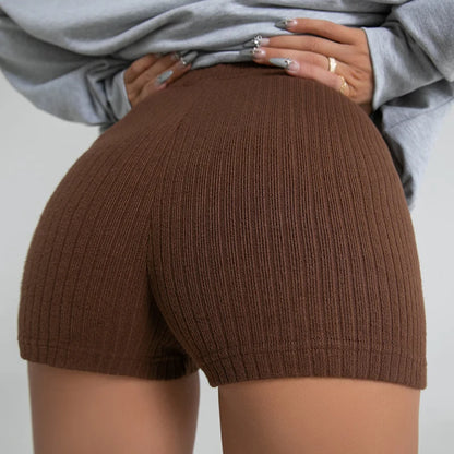 Louge High Waist Thin Knit Sports A-line Shorts