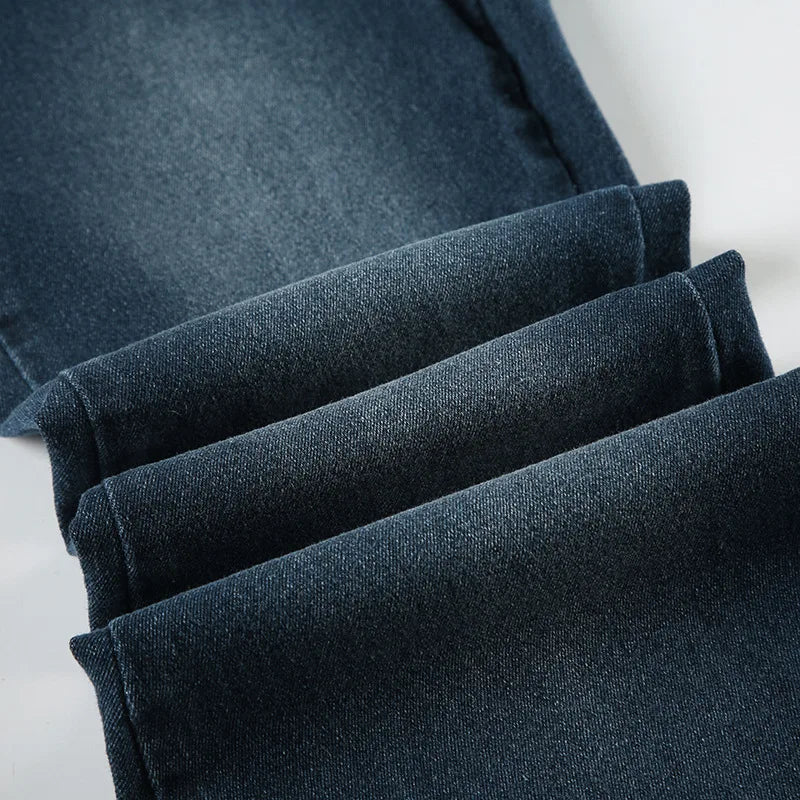 Embroidery Low Waist Flare Leg Washed Distressed Jeans