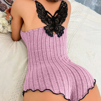 Lace Butterfly Bow Sleeveless Jumpsuit