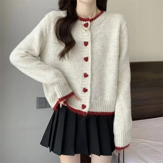Heart Button Knit Cardigan