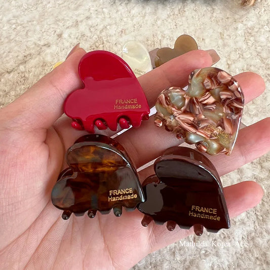 Small Hair Claw Cute Heart Shaped Accessory Clip