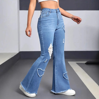 Love Denim Flared Distressed Pants