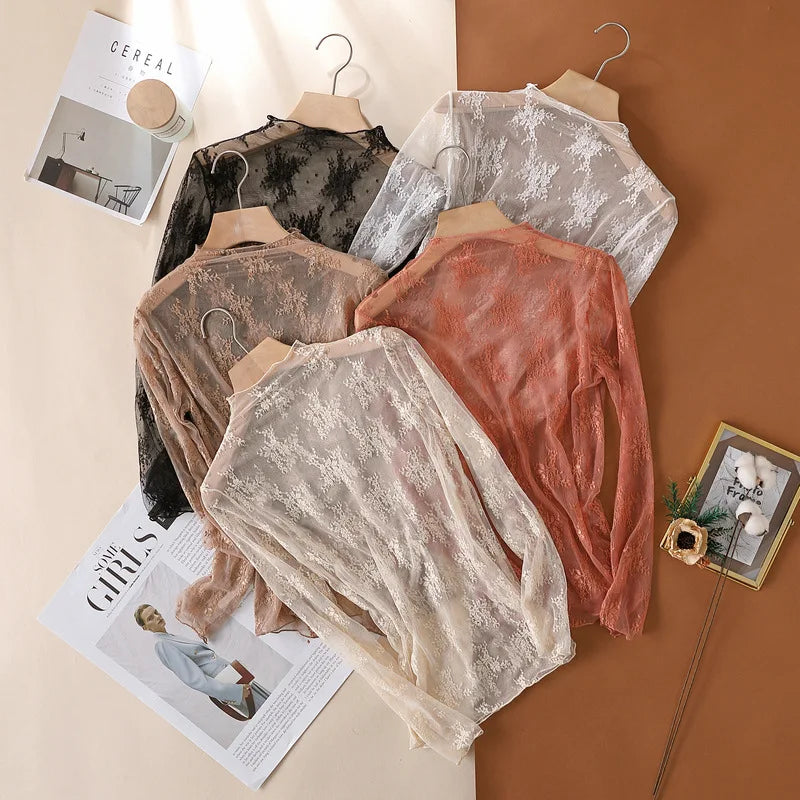 Lace Embroid Mesh Top