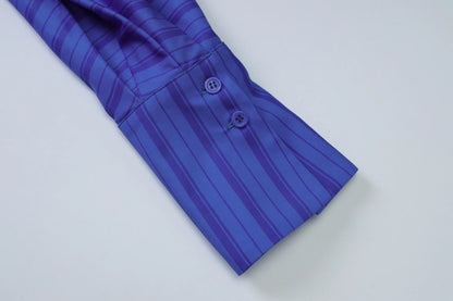 Stephanie Fashion Striped Shirt Dress