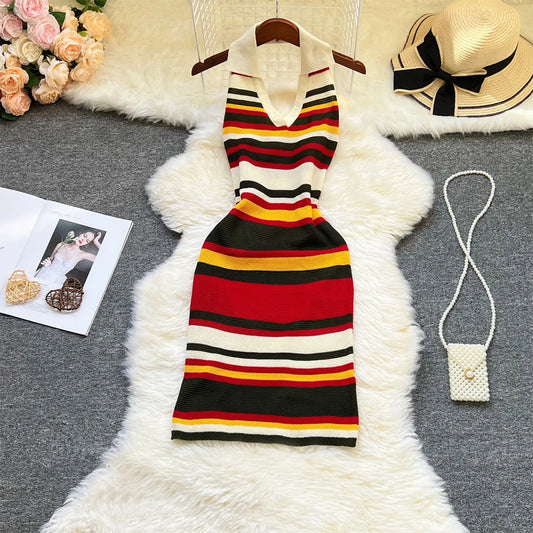 Carmine Striped Mini Dress