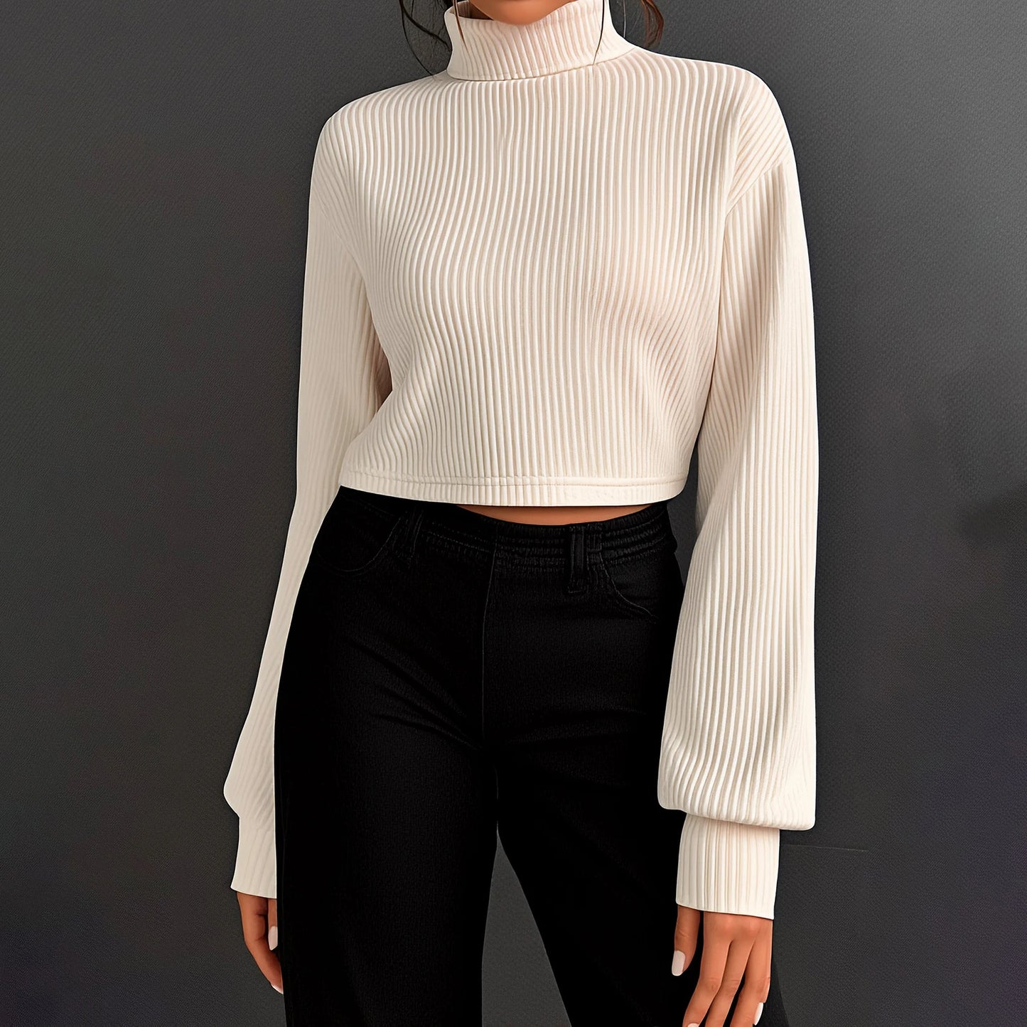 Solid Color Semi Turtleneck Jumper
