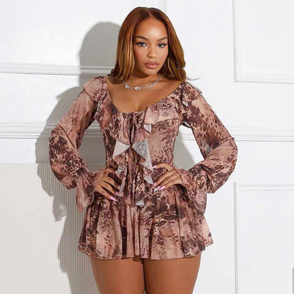 Rachel Collar Flared Long Sleeve Dress