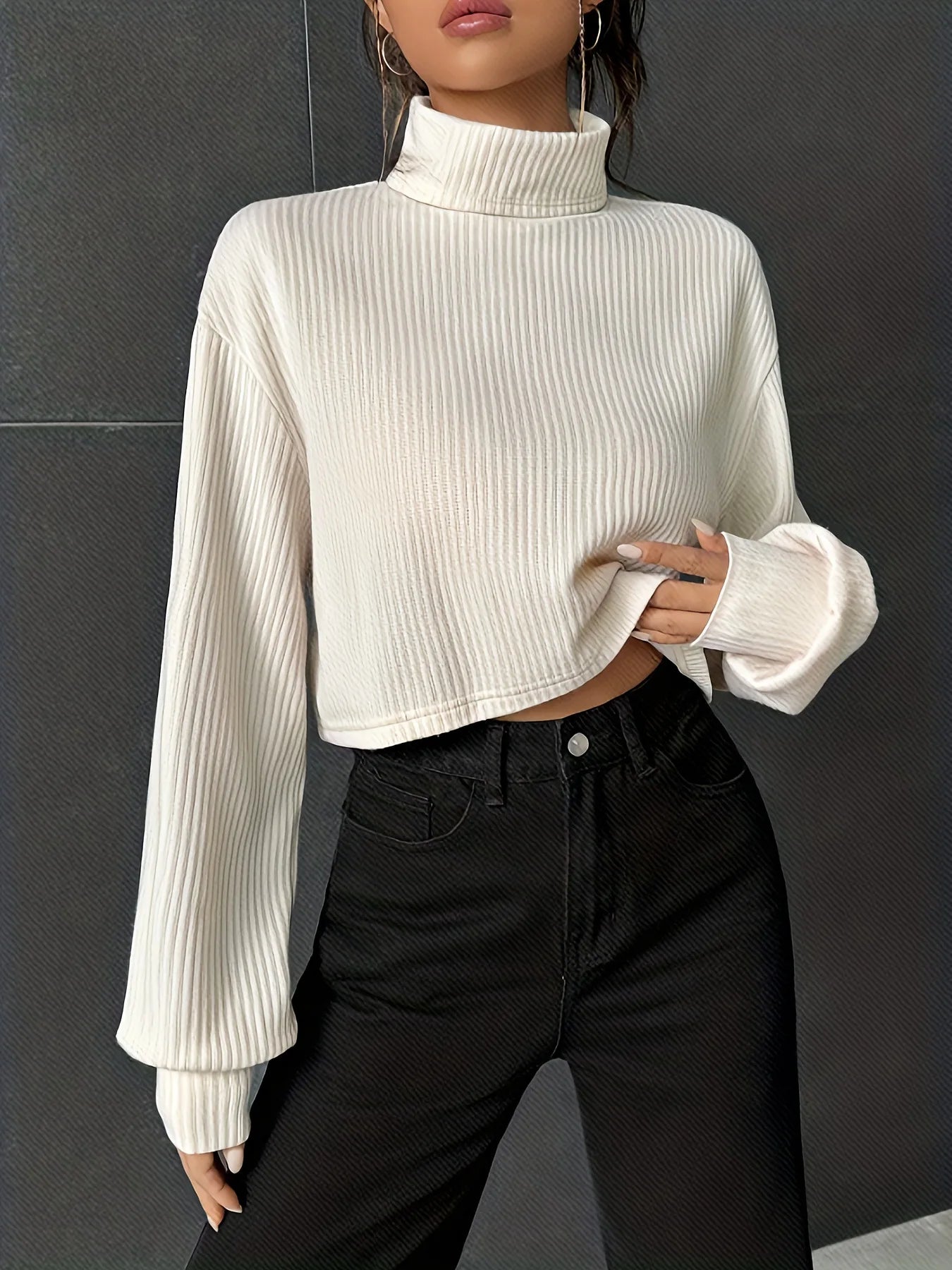 Solid Color Semi Turtleneck Jumper