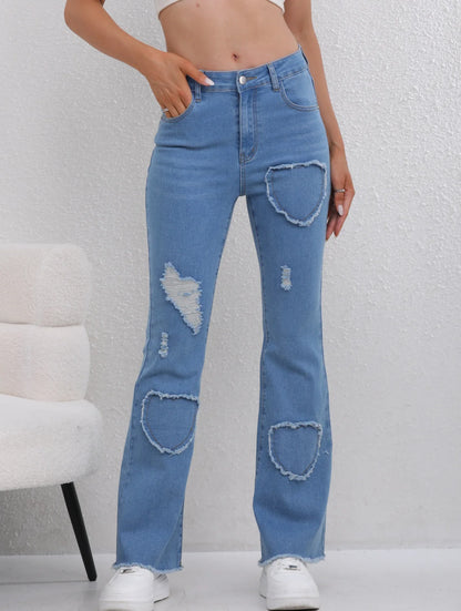 Love Denim Flared Distressed Pants