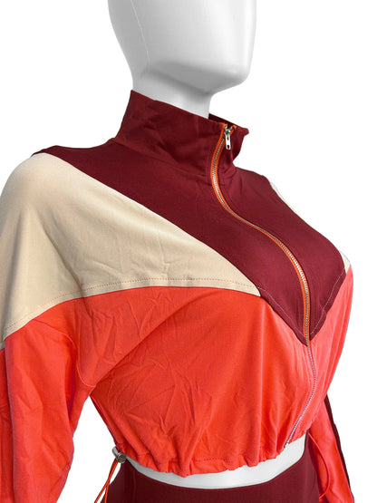 Long Sleeve Patchwork Sweatshirt + Pants Two 2 Piece Sets Outfits Tracksuit