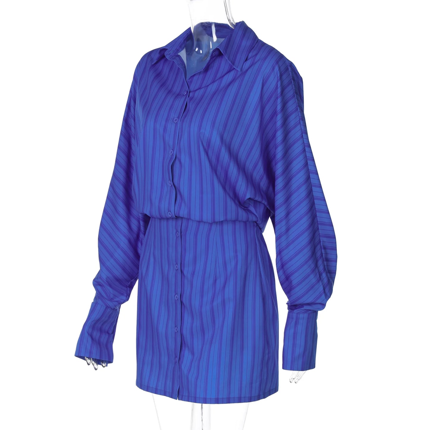 Stephanie Fashion Striped Shirt Dress