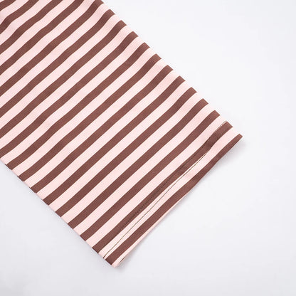 Riley Color-Block Striped Long-Sleeve Crew Neck Short Dress