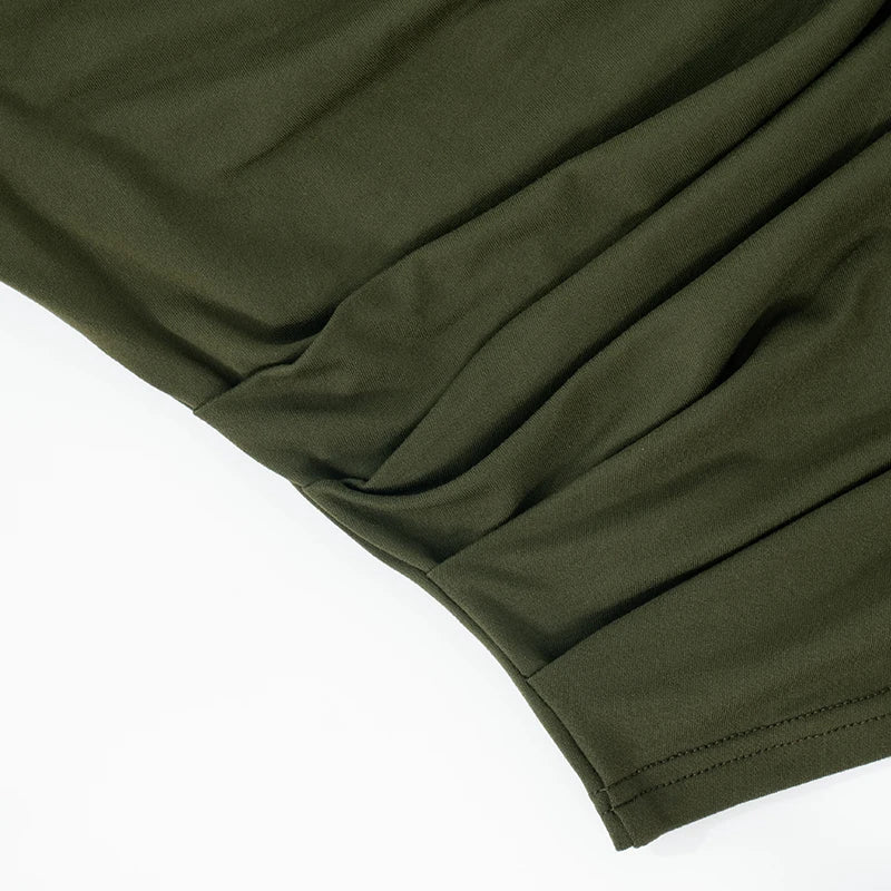 Solid Color Swing Collar Shrink Pleated Irregular Tank Top