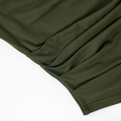 Solid Color Swing Collar Shrink Pleated Irregular Tank Top