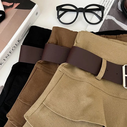 Tiered Ruffle Mini Skirt with Belt