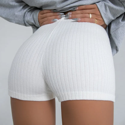 Louge High Waist Thin Knit Sports A-line Shorts