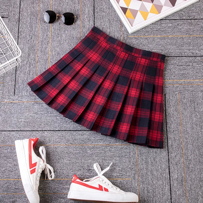 Plaid Pleated High Waist Skirt