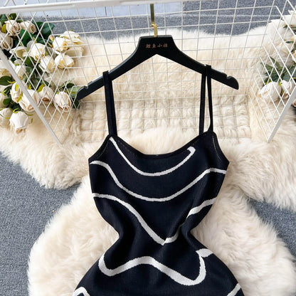 Wavy Lines Fashion Elastic Long Dress
