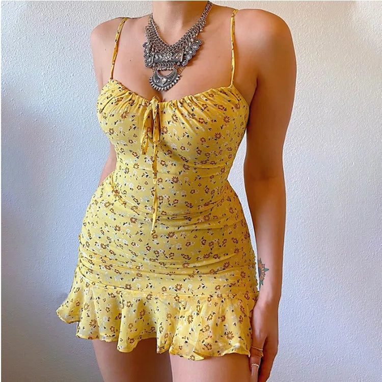 Floral Print Spaghetti Strap Mini Dress