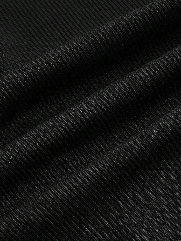 Lettuce Trim Casual Rib-knit Elastic Flared Pants